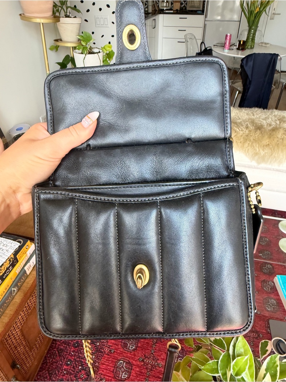 Coach Willis Top Handle Quilted Bag with Removable Crossbody Chain Strap - Black - Picture 2 of 7